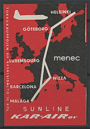 Tulitikkuetiketti, Kar-Air Sunline 