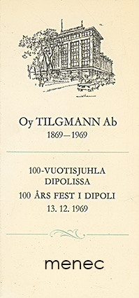 Tilgmann, 100-vuotisjuhla Dipolissa 1969, menu 