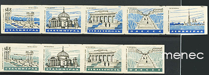 Venäjä, Stalingrad - Sevastopol - Odessa -tikkuetikettisarjaa 1960, 4 väriä 