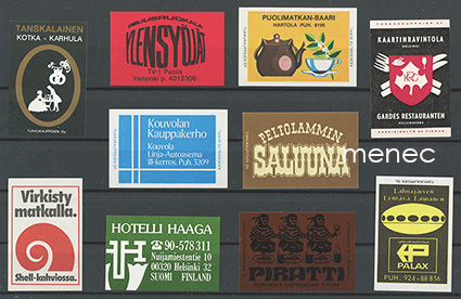 Ravintola- ja kahvilaetikettejä, 10 kpl 