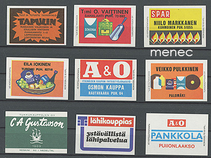 Kauppiasetikettejä ym., 9 kpl 
