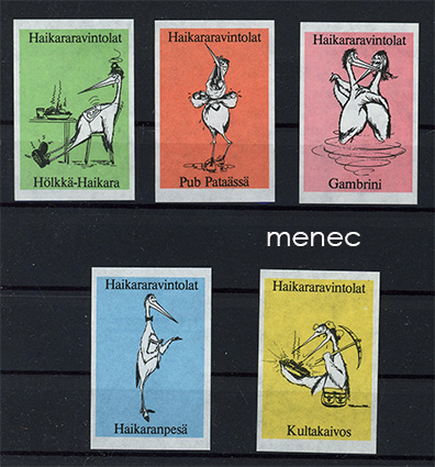 Tulitikkuetikettejä, Haikararavintolat, 5 kpl 