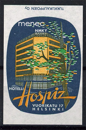 Tulitikkuetiketti, Hotelli Hospiz, Helsinki 