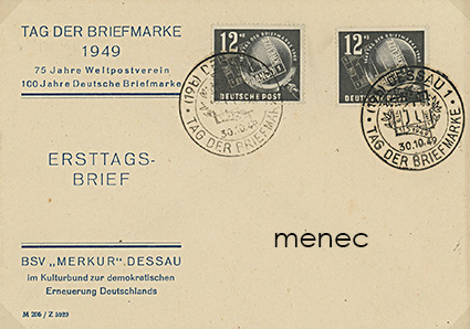 Saksa, DDR, Postimerkin päivä 1949, FDC 