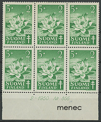 Tuberkuloosi 1950, 5+2mk, numerokuusilo 