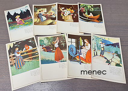 Wendelin, Martta - Kalevala-kortteja 1932-1933, ruotsinkielisiä uusintapainoksia, 8 kpl 