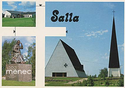 Salla, kirkko, srk-talo ja evakkopatsas 