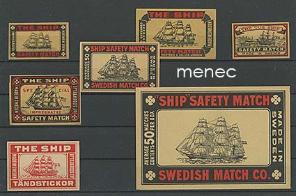 Tulitikkuetikettejä, Ship-variantteja, Ruotsi, 7 kpl 