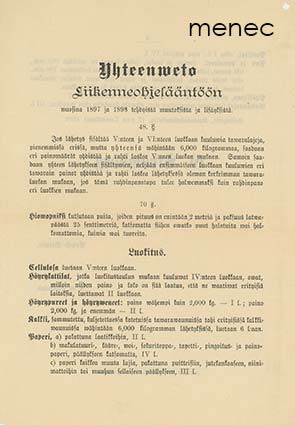 Yhteenveto Liikenneohjesääntöön / Liikenneohjesääntöön ja taksaan 1887 ja 1898 tehdyistä muutoksista ja lisäyksistä 