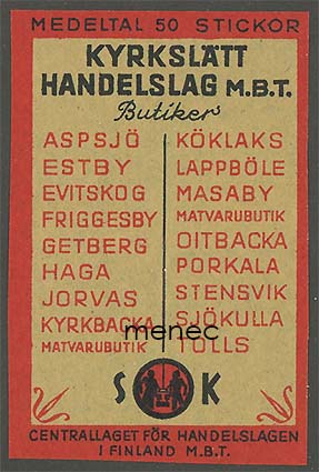 Tulitikkuetiketti, Kyrkslätt Handelslag m.b.t. butiker 