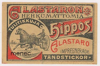 Tulitikkuetiketti, Hippos. Alastaron Hehkumattomia Tulitikkuja 