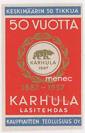 Tulitikkuetiketti, Karhulan lasitehdas 