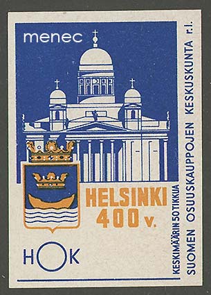 Tulitikkuetiketti, Helsinki 400 vuotta 