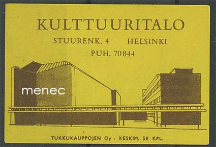 Tulitikkuetikettejä, Kulttuuritalo, Helsinki, 2 kpl 