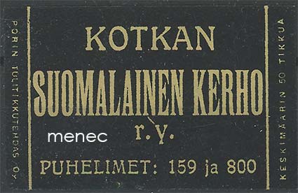 Tulitikkuetiketti, Kotkan Suomalainen Kerho 