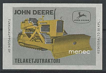 Tulitikkuetiketti, John Deere -telaketjutraktori 