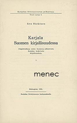 Härkönen, Iivo - Karjala Suomen kirjallisuudessa 