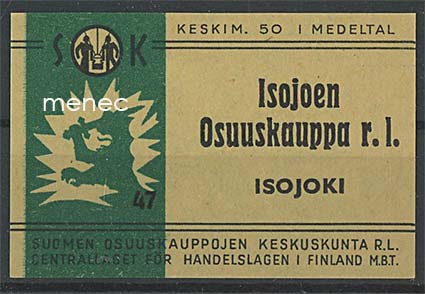 Kauppiasetiketti, Isojoen Osuuskauppa, Isojoki 
