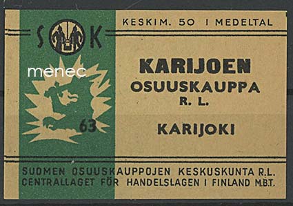 Kauppiasetiketti, Karijoen Osuuskauppa, Karijoki 