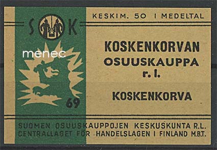Kauppiasetiketti, Koskenkorvan Osuuskauppa, Ilmajoki 