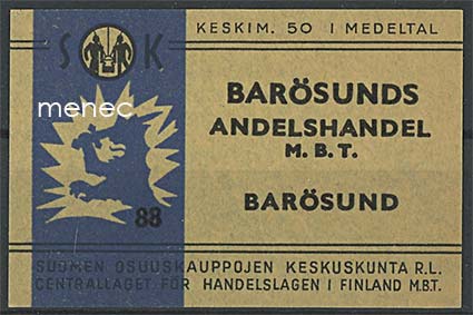 Kauppiasetiketti, Barösunds Andelshandel, Inkoo 