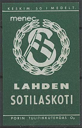 Tulitikkuetiketti, Lahden Sotilaskoti 