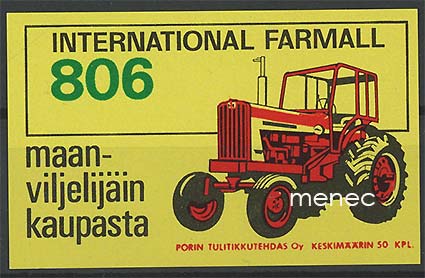 Tulitikkuetiketti, traktori International Farmall 806 