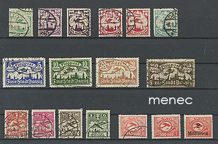 Saksa, Danzig, lentopostimerkkejä 1921-1924, 16 kpl 