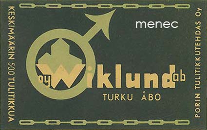 Tulitikkuetiketti, iso, Wiklund, vihreä 