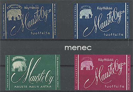 Tulitikkuetikettejä, Mauste Oy, Helsinki, 4 kpl 