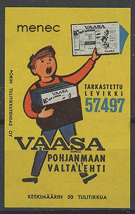 Tulitikkuetiketti, Vaasa, Pohjanmaan valtalehti 