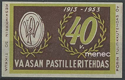 Tulitikkuetiketti, Vaasan Pastilleritehdas 