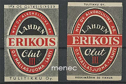 Tulitikkuetiketti, Lahden Erikoisolut III, 2 erilaista 