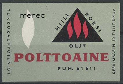 Tulitikkuetiketti, Hiili - koksi - öljy polttoaine 
