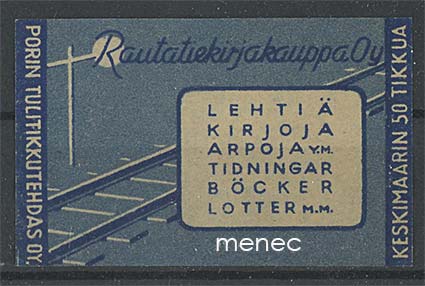 Tulitikkuetiketti, Rautatiekirjakauppa, opastinaihe 