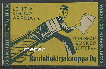 Tulitikkuetiketti, Rautatiekirjakauppa, lehtipoika 