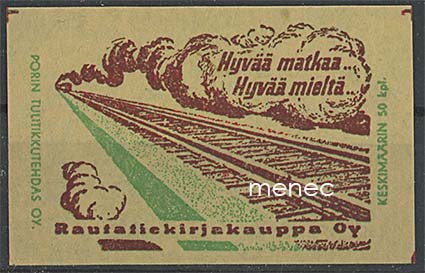 Tulitikkuetiketti, Rautatiekirjakauppa, Hyvää matkaa 
