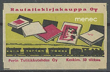 Tulitikkuetiketti, Rautatiekirjakauppa, juna 