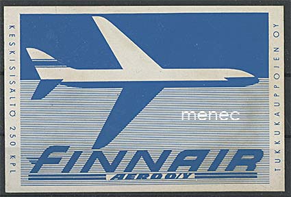 Tulitikkuetiketti, Finnair / Aero, iso 