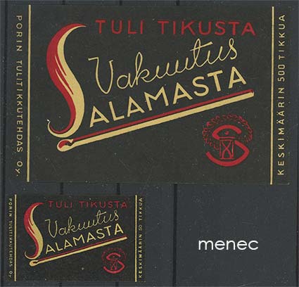 Tulitikkuetikettejä, Vakuutusyhtiö Salama, iso ja tavallinen 