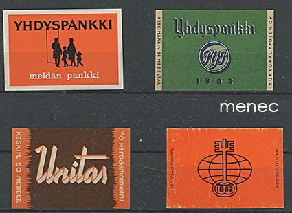 Tulitikkuetikettejä, Yhdyspankki / Unitas, 4 kpl 