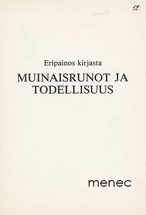 Vahtola, Jouko - Kansanrunojen nimistön ja todellisen nimistön välisistä yhteyksistä 