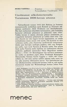 Vahtola, Jouko - Unohtunut ulkolaisvierailu Torniossa 1600-luvun alussa 