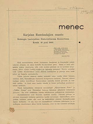 Karjalan runolaulajien osasto 