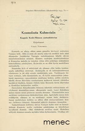 Voionmaa, Väinö - Kuumolasta Kuhmoisiin 