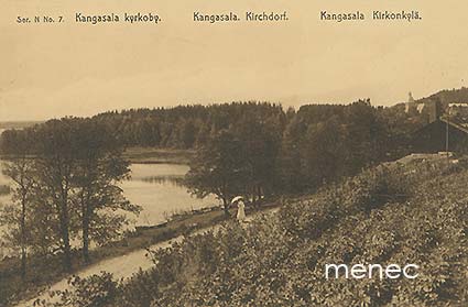 Kangasala, kirkonkylä, nainen ja päivänvarjo 