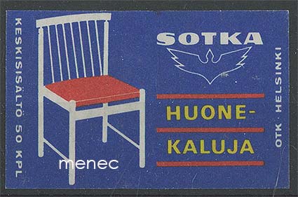 Tulitikkuetiketti, huonekaluja, Sotka 