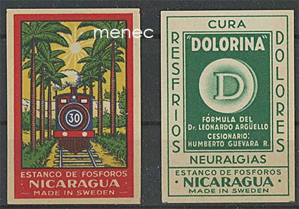 Nicaragua, ruotsalaisia vientietikettejä, 2 kpl 