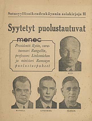Sotasyyllisyysoikeudenkäynnin asiakirjoja. II 
