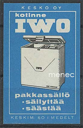 Tulitikkuetiketti, Kotinne IWO pakkassäilö - säilyttää - säästää 
